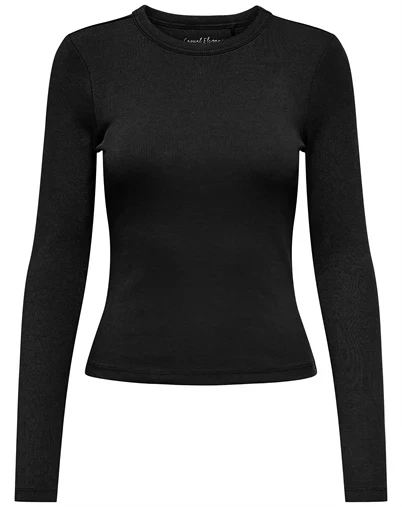 Only - ONLVal Life O-Neck Langærmet Top - Black